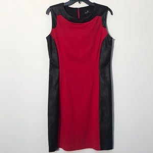 Ronni Nicole Red with Black Faux Leather trim Sz L